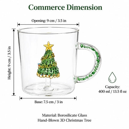 3D Christmas Tree Borosilicate Glass Mug Built-in Cup for Coffee Milk Tea