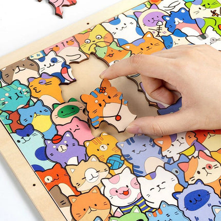 DIY Wooden Cat Puzzle Frame, Wooden Coloring Puzzle, Cat Puzzles Decor