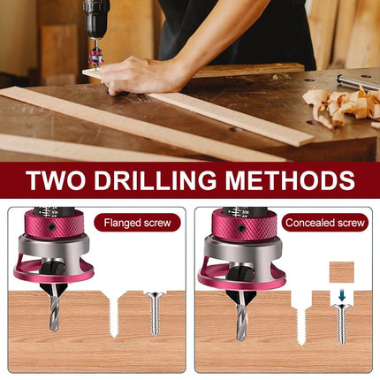 6PCS Woodworking Countersink Drill Bit Set with Adjustable Depth Stop Control