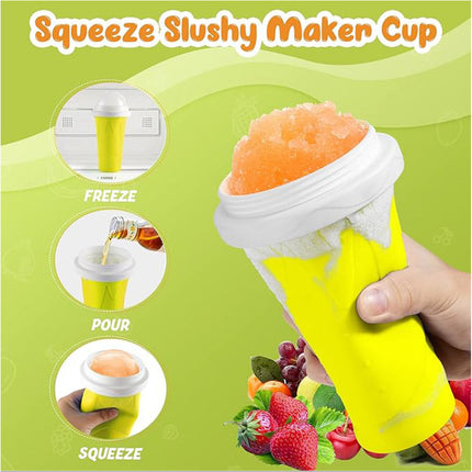 Yellow Slushie Maker Cup Quick Freeze Magic Squeeze Cup Milkshake Cup Ice Cream Maker