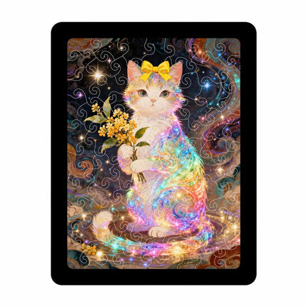 Acrylic Puzzle Ornament Cat Flower Art Transparent Home Decor