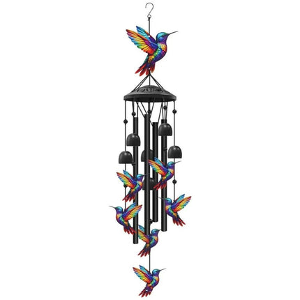 Hummingbird Wind Chimes Black Metal Windchimes Outdoors, Hummingbirds Gifts