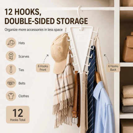 V-shaped Double Sided 360° Rotating Hanger 12 Hooks for Wardrobe Storage (5PCS)