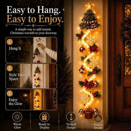 Glowing Christmas Door Hanger Decorations for Walls, Windows, Covered Porches