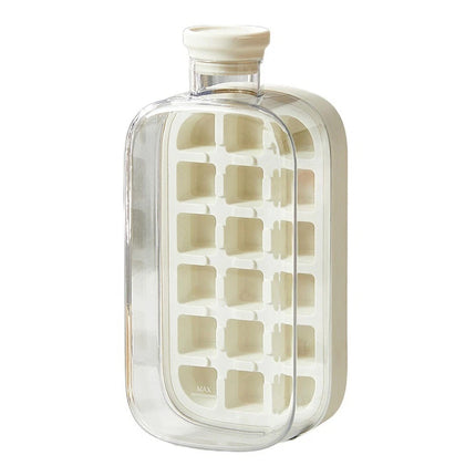 2-in-1 Ice Maker Ice Cube Tray & Water Bottle, Touch-Free Silicone Ice Cube Tray (White-800ML)