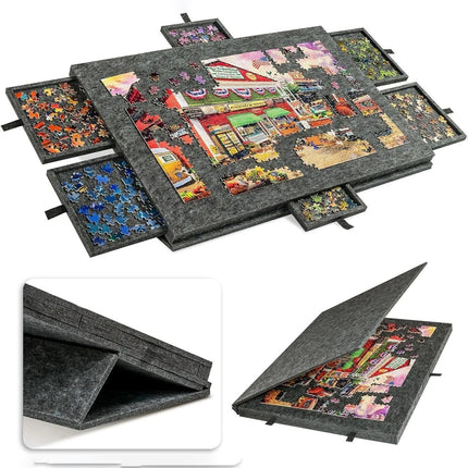 Jigsaw Puzzle Board Portable Felt Puzzle Plateau 6 Drawers Puzzle Table 1000 X