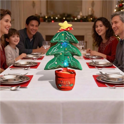 Electric Swinging Christmas Tree LED Light Plush Cartoon Holiday Tabletop Decor