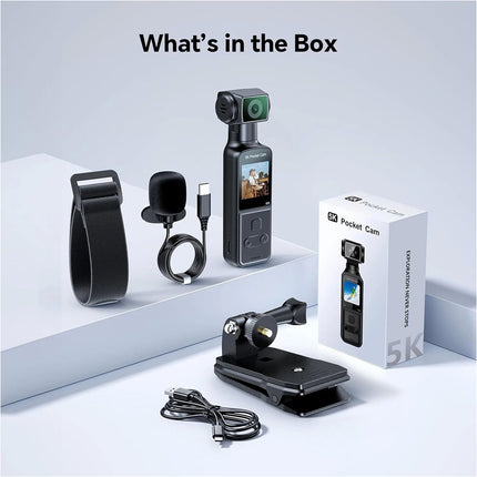 5K/4K 64GB Vlogging Video Recording Body Camera Pocket Action Cam with Mic EIS