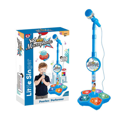 Microphone With Stand Karaoke Song Music Instrument Toys Birthday Gift Blue