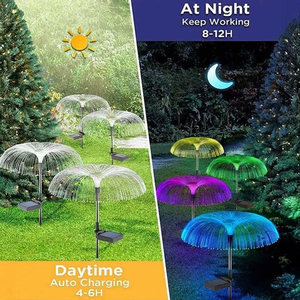2pcs Solar Garden Lights Waterproof Jellyfish Lamp Christmas Outdoor Yard Decor
