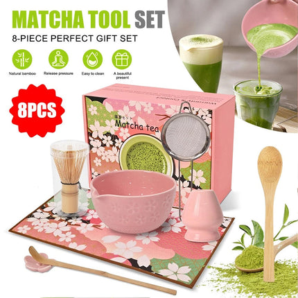 8PC with Spout Matcha Whisk Set Food Grade Japanese Chasen Stirring Perfect Gift