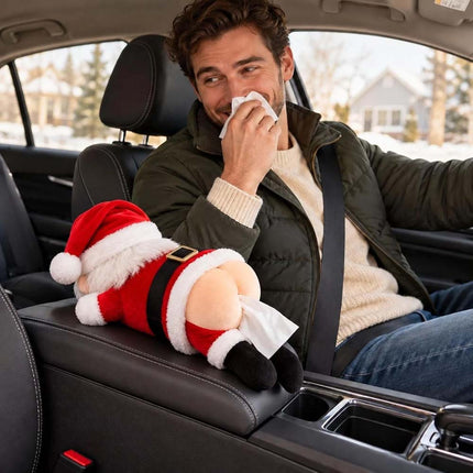 Christmas Santa Butt Tissue Holder Funny Plush Santa Claus Tissue Box Cover