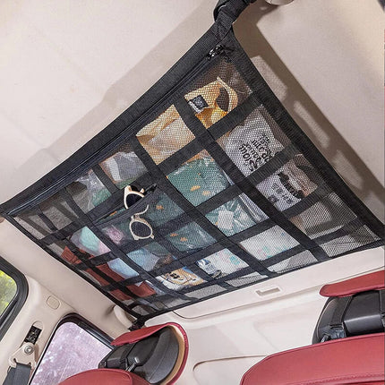 Universal Car Roof Storage Net Ceiling Mesh Cargo Storage Bag for Campervan Vehicle Interior Organizer