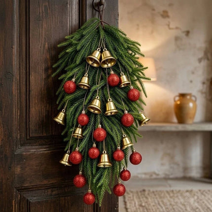 Glitter Baubles Artificial Pine Christmas Hanging Entryway