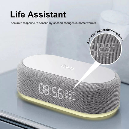 Digital Alarm Clock Charging Station Bluetooth Speaker 15W Wireless Fast Charger