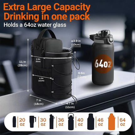 Portable  Gym Bag Water Bottle Holder Crossbody Sling Chest Bag Workout
