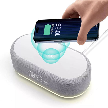 Digital Alarm Clock Charging Station Bluetooth Speaker 15W Wireless Fast Charger