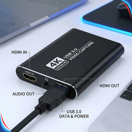 High Speed 4K Video Capture Card Universal Audio Video Recording Adapter for Daily Use