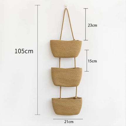 Hanging Storage Basket 3Tier Wall Mounted for Bedroom Living Room Organizer
