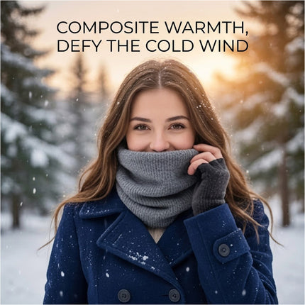 For Women Men Neck Warmer Tube Winter Knitted Scarf Thermal Warm Thicken Chunky Grey