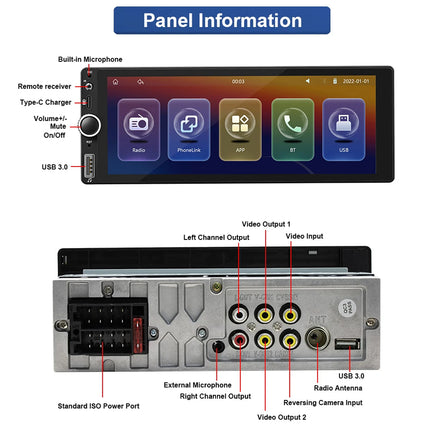 6.9inch Wireless Apple CarPlay Car Stereo FM Radio HD Touch Screen BT/USB/TF