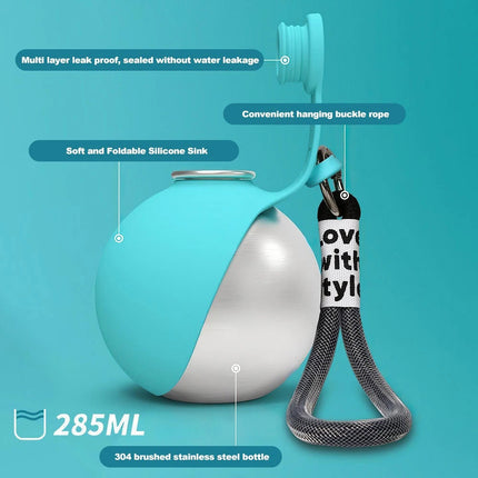 285ml 2-in-1 Portable Dog Water Bottle for Small Dogs - Compact Design for Outdoor Walking