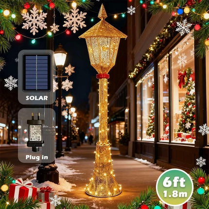 Christmas Lamp Post with LIghts Indoor Outdoor Solar and Plug in Light Garden