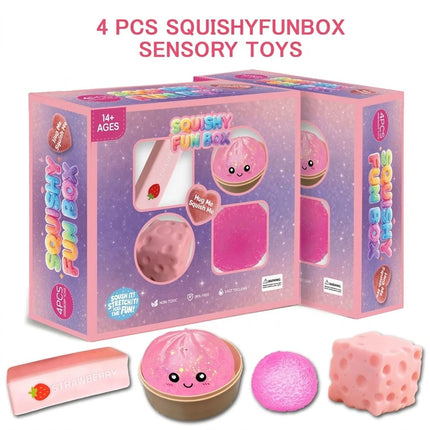 4 Pieces Sensory Toy Assortment Safe Stress Relief Toy Set Kawaii for School