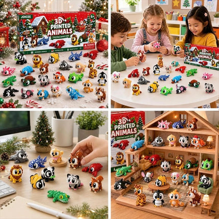 Christmas Countdown Calendar 3D Printed Flexible Animal Toys Gifts