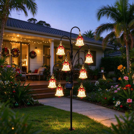 Magical Solar Christmas Stake Lights With Auto-On Weatherproof Garden Pathway Xmas Bell Light