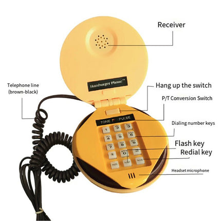 Analog Juno Hamburger Telephone Cheeseburger Burger Home Desktop Corded Phone