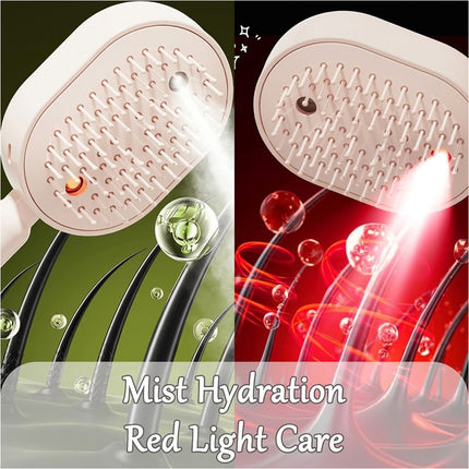 Pink Electric Scalp Massage Comb Red Light Hair Care Brush Rechargeable Head Massager