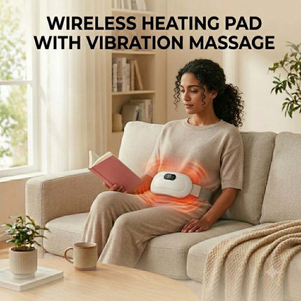 Portable Cordless Heating Pad - 3 Heat Levels & 4 Massage Modes, USB Rechargeable