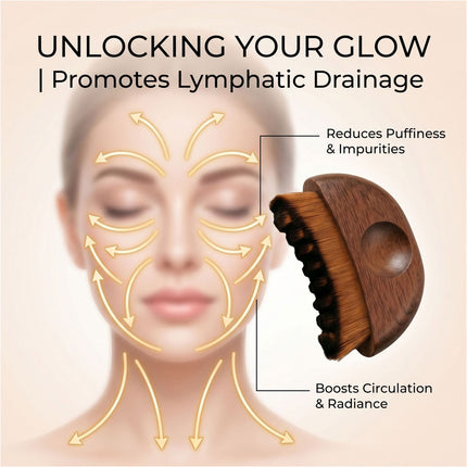 2Pack Red Peach Wood  Lymphatic Contour Face Brush, Dry Brushing Face Brush,Lymphatic Drainage Massage