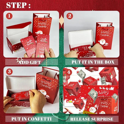 Christmas Exploding Box 12-Piece Christmas Money Boxes For Cash Reusable (1set Red）