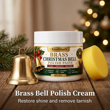 2Pcs Brass Bell and Copper Polish Cream with Sponge, for Christmas Bell Tarnish
