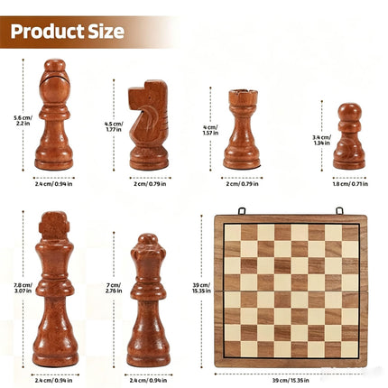 39CM Large Magnetic Chess Wooden Set Folding Chessboard Pieces Wood Board Game