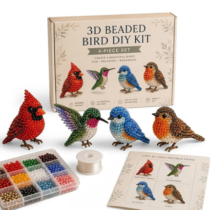 2026 Tiny 3D Beaded Animal DIY Kit, Cute Bird & Animal Beading Craft Set