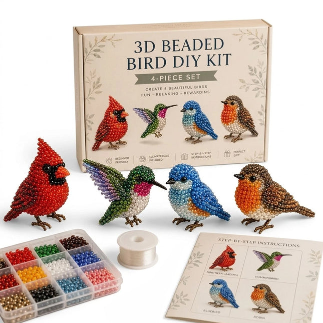2026 Tiny 3D Beaded Animal DIY Kit, Cute Bird & Animal Beading Craft Set