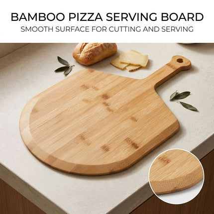 Pizza Peel, Wooden Pizza Paddle with Smooth Long Handle, Nonstick Serving Tray