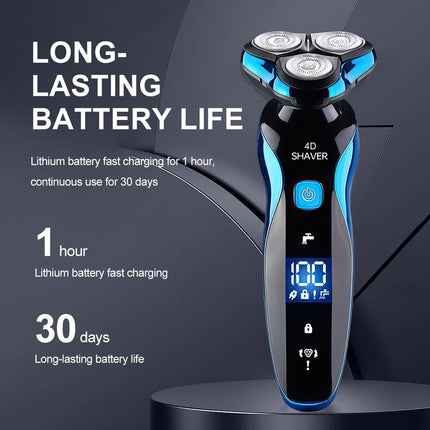 Mens Electric Shaver Razor Wet Dry Rotary Cordless USB Rechargeable Charging
