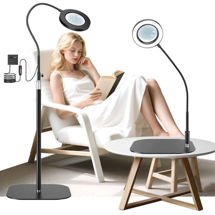 3in1 Floor 10X 20X Magnifying Glass with Light & Stand Dimmable Magnifying Lamp