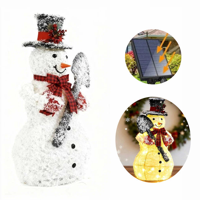 Solar powered Christmas Decoration Lights Snowman Metal Frame LED Light Iron