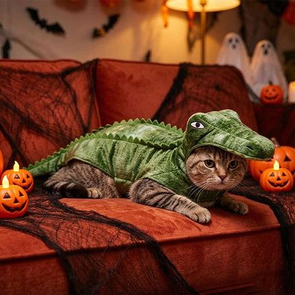 Novelty Alligator Dog Cat Outfit Plush Dog Crocodile Suit Halloween Pet Costume