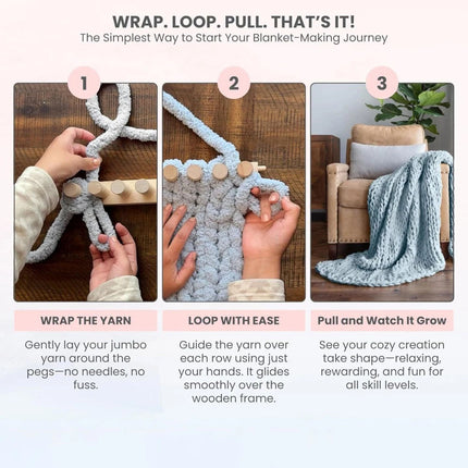 Wooden Knitting Loom Kit Thick Blanket Loom Weaving Loom Adjustable Size