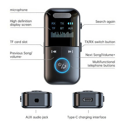 Bluetooth 5.4 Audio Adapter 4in1 Wireless Receiver Transmitter 3.5mm Aux TF Card