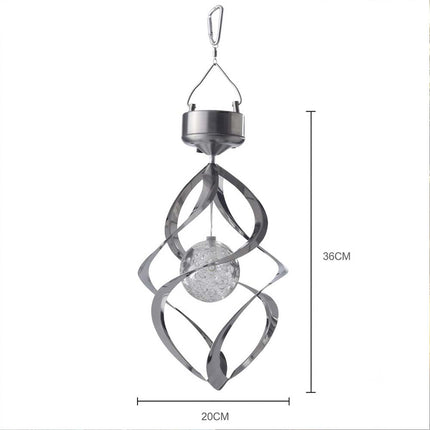 Solar Powered Spiral Wind Spinner Color Changing LED Light Wind Chimes Lamp