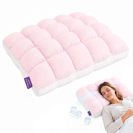 4 Color Puff Pillow Supportive Cloud Grid Breathable Soft Sleeping Cooling Puff Pillows