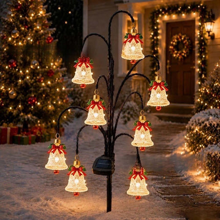 Magical Solar Christmas Stake Lights With Auto-On Weatherproof Garden Pathway Xmas Bell Light