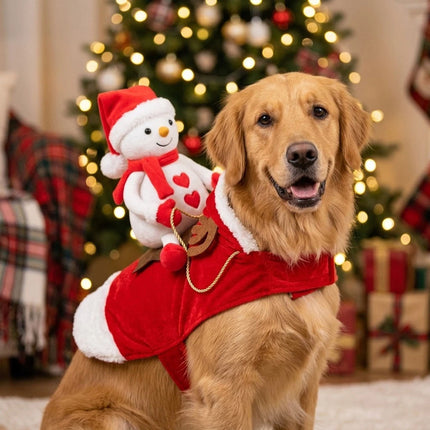 Santa Claus Riding Dog Christmas Xmas Party Costume Pet Puppy Cat Clothes Outfit